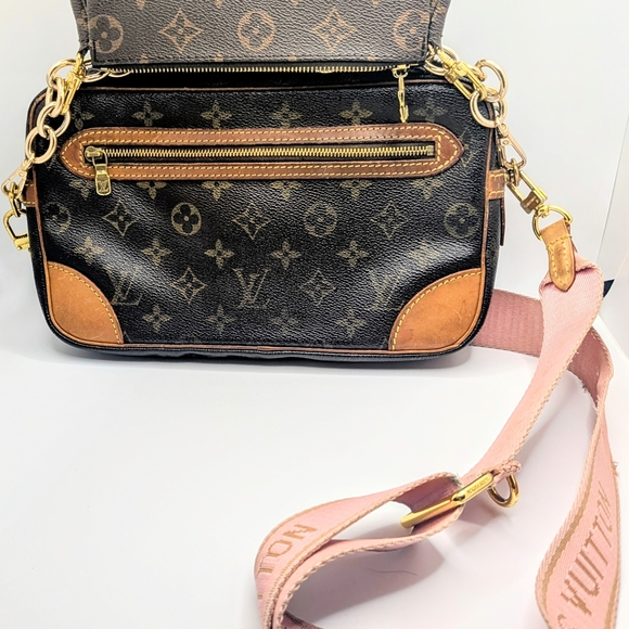 💢 NWOT 💢Louis Vuitton LARGE 3 In 1 Stacked Pouchette w Gold Chain & 🩷 Strap - Picture 7 of 12